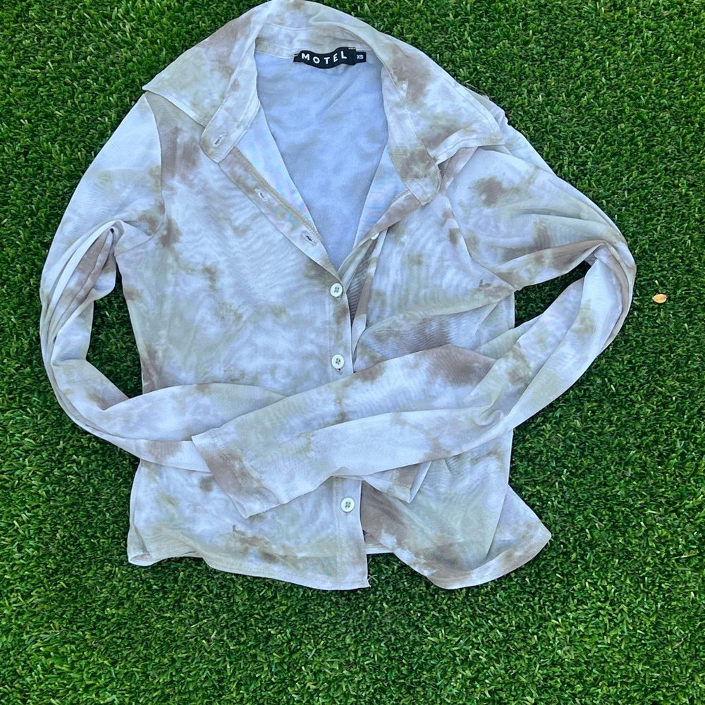 Motel rocks sheer long sleeve top